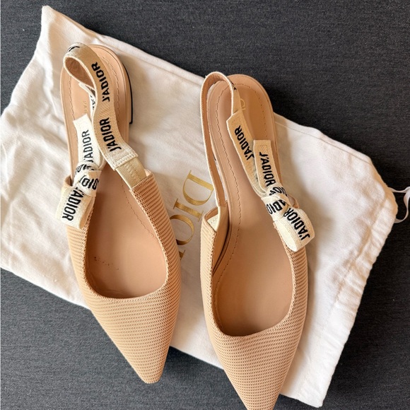Dior Shoes - Dior J'Adior Nude Beige Pointed Slingback Flats